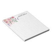 赤面素朴パステルピンクフローラ水色スクリプト ノートパッド (アングル)