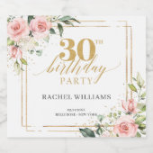 赤面素朴ピンクのバラeucalyptus金ゴールドの花 リキュールボトルラベル (シングルラベル)