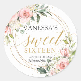 赤面素朴ピンクのバラeucalyptussweet sixteen ラウンドシール