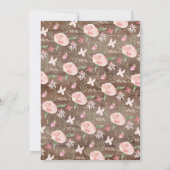 赤面素朴ピンクの水カラーフローラベビーシャワー 招待状 (裏面)