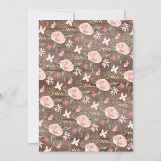 赤面素朴ピンクの水カラーフローラベビーシャワー 招待状 (裏面)