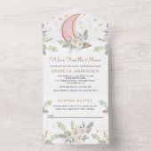 赤面素朴ピンクアイボリーフローラムーンベイビーシャワー オールインワン招待状 (内側)