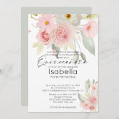 赤面素朴ピンクウォーター色フローラキンセアニェラ 招待状 (正面/裏面)