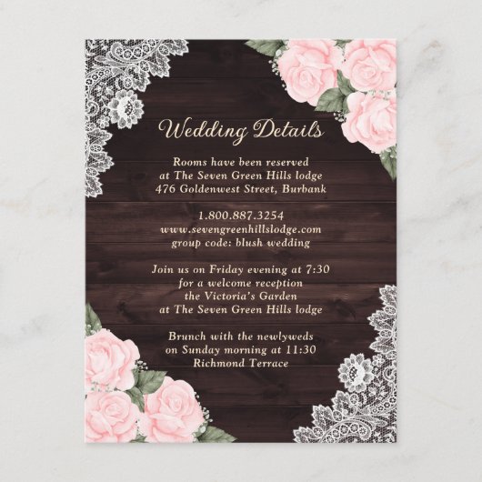 赤面素朴ピンクウッドレースフローラエンクロージャカード エンクロージャーカード (正面)