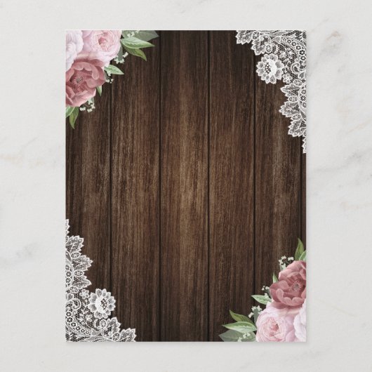 赤面素朴ピンクウッドレースフローラエンクロージャカード エンクロージャーカード (裏面)