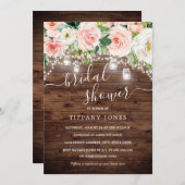 赤面素朴ピンクセージフローラライトブライダルシャワー 招待状 (正面/裏面)