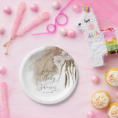 赤面素朴ピンクパンパスグラスベビーシャワー ペーパープレート (パーティー)