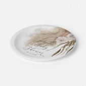 赤面素朴ピンクパンパスグラスベビーシャワー ペーパープレート (アングル)