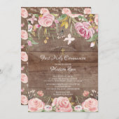 赤面素朴ピンクフローラファーストホーリーコミューン 招待状 (正面/裏面)