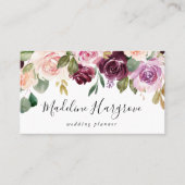 赤面素朴ピンクブルゴーニュとパープルフローラ 名刺 (正面)