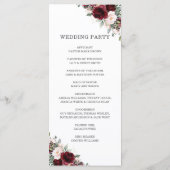 赤面素朴ピンクブルゴーニュフローラ結婚式 プログラム (裏面)