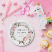 赤面素朴ピンクローズフローラベビーシャワー ペーパープレート (パーティー)