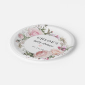 赤面素朴ピンクローズフローラベビーシャワー ペーパープレート (アングル)