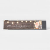 赤面素朴ピンク&ピーチフローラウッドライト デスクネームプレート (正面)