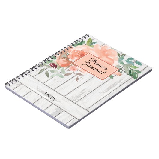 赤面素朴ピーチフローラウッド名祈りの言葉ジャーナル ノートブック (左側)