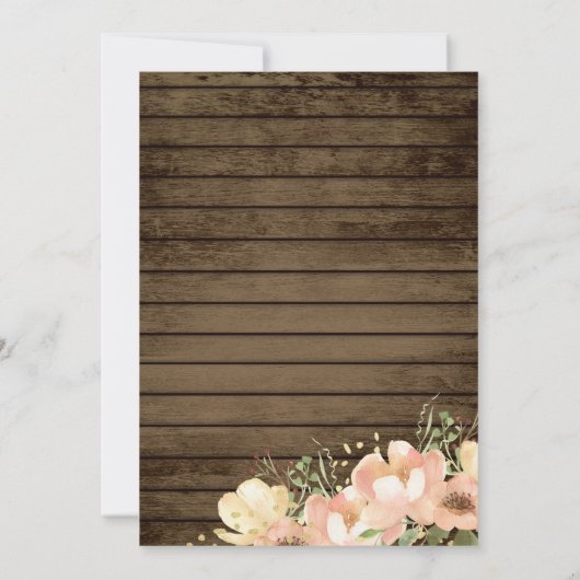 赤面素朴フローラウッドウォーター結婚カラー 招待状 (裏面)