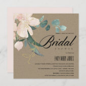 赤面素朴フローラクラフト水彩ブライダルシャワー 招待状 (正面/裏面)