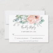 赤面素朴フローラグリーナリーウェディングRSVPカード 出欠カード (正面)