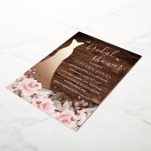 赤面素朴フローラドレスバラ金ゴールドブライダルシャワー 箔招待状 (回転した状態)