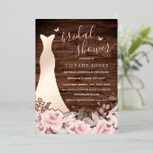 赤面素朴フローラドレスバラ金ゴールドブライダルシャワー 箔招待状 (立ち正面)