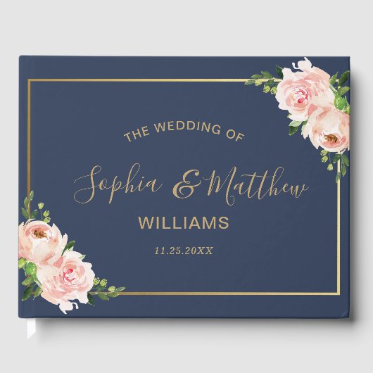 赤面素朴フローラバラグリーナリー海軍結婚ズ ゲストブック (正面)