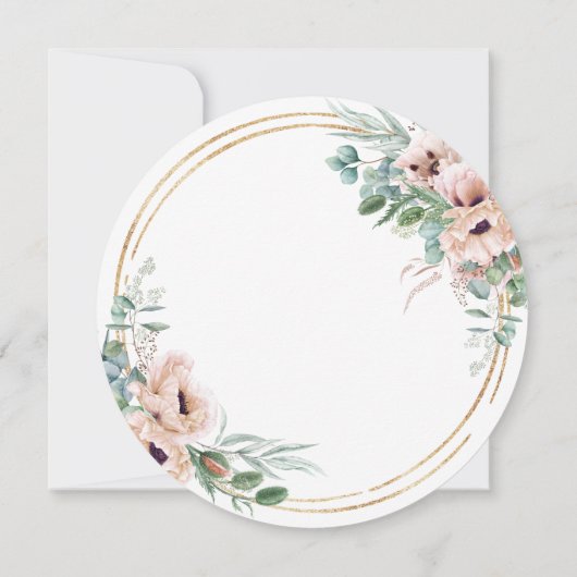 赤面素朴フローラユーカリ結婚ス金ゴールドサークル 招待状 (裏面)