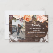 赤面素朴フローラ写真と私のメイド・オブ・オーナー(花嫁付き添い人)になる 招待状 (裏面)