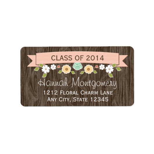 赤面素朴フローラ卒業差出人住所 ラベル (正面)