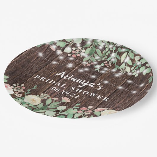 赤面素朴フローラ線光源ブライダルシャワー ペーパープレート (アングル)