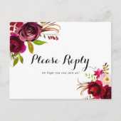 赤面素朴ブルゴーニュのメニュー選択RSVPポストカード ポストカード (正面)