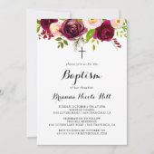 赤面素朴ブルゴーニュフローラ書道バプテスマ 招待状 (正面)
