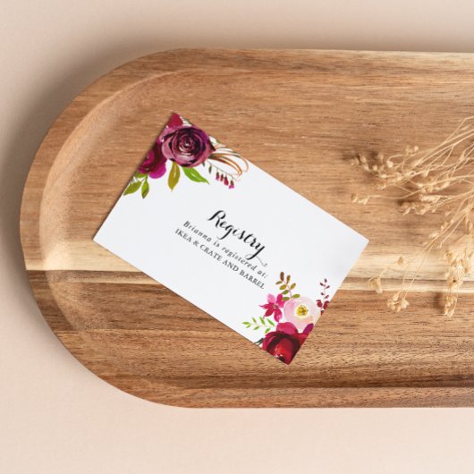 赤面素朴ブルゴーニュフローラ結婚ギフト登録簿 エンクロージャーカード