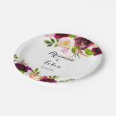 赤面素朴ブルゴーニュフローラ結婚ズケーキ ペーパープレート (アングル)