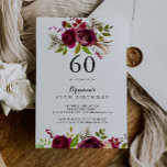 赤面素朴ブルゴーニュフローラ60th誕生日パーティー 招待状<br><div class="desc">この素朴な赤面ブルゴーニュフローラ60歳の誕生日パーティーの招待は、の誕生日パーティーにシンプル最適である。このデザインは、ピンク、赤面、赤、バーガンディ、ボルドの水色の花と緑の葉を特徴としている。</div>