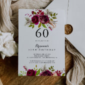 赤面素朴ブルゴーニュフローラ60th誕生日パーティー 招待状
