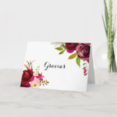 赤面素朴ブルゴーニュ折り畳み結婚のグラシアスカード サンキューカード (正面)
