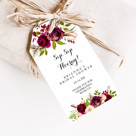 赤面素朴ブルゴーンディーシップショップホレーブライダルシャワー ギフトタグ