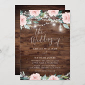 赤面素朴リーフレストリングライト結婚式招待状 招待状 (正面/裏面)