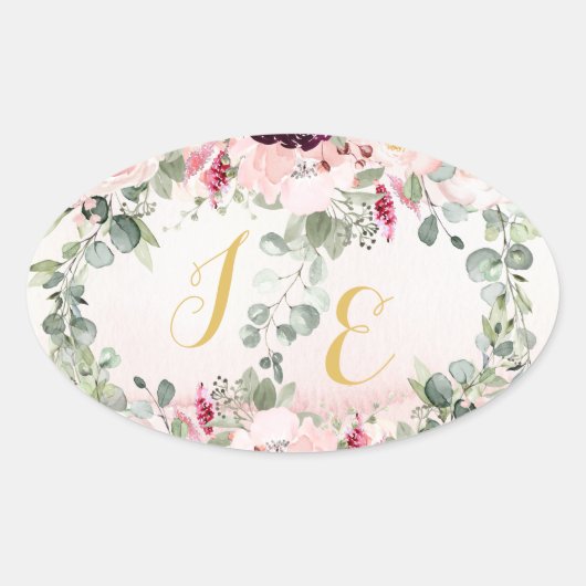 赤面素朴庭園の結婚式クラシックオーバルステッカー 楕円形シール (正面)
