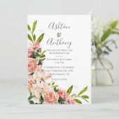 赤面素朴水カラーフローラヴィンテージウェディング請求書 招待状 (スタンド正面)