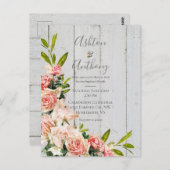 赤面素朴水色フローラヴィンテージウェディング ポストカード (正面/裏面)