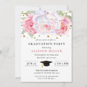 赤面素朴金ゴールドフローラ植物卒業 招待状 (正面)