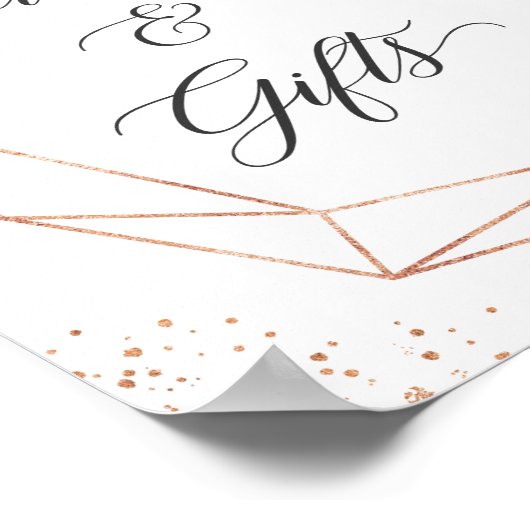 赤面紫フローラバラ金ゴールドカードとギフトサイン ポスター (角)