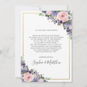 赤面紫フローラ金ゴールド幾何学写真結婚の サンキューカード (裏面)