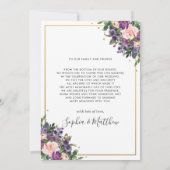 赤面紫フローラ金ゴールド幾何学写真結婚の サンキューカード (裏面)