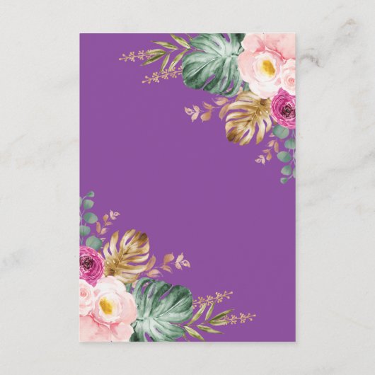 赤面紫色の熱帯フローラゾウが本を持ってくる エンクロージャーカード (裏面)