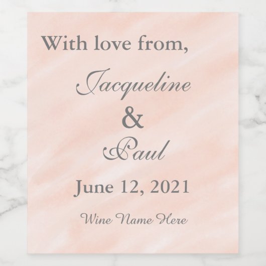 赤面結婚の感謝 ワインラベル (シングルラベル)