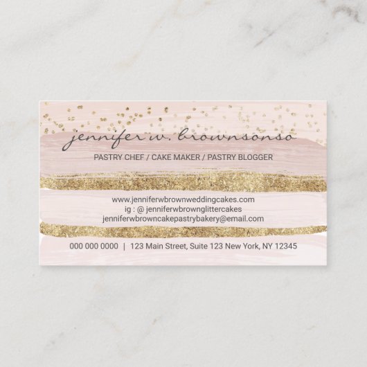 赤面結婚ピンクのケーキロゴ大事な行事パーティースイーツ 名刺 (裏面)