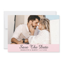 赤面結婚ピンクの写真Save The Date Cards
