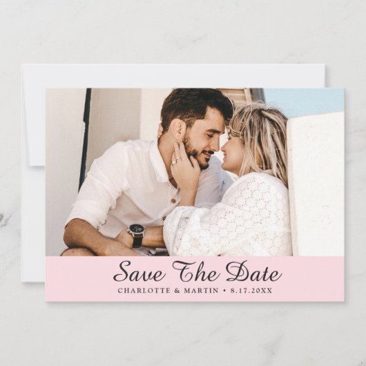 赤面結婚ピンクの写真Save The Date Cards セーブザデート (正面)